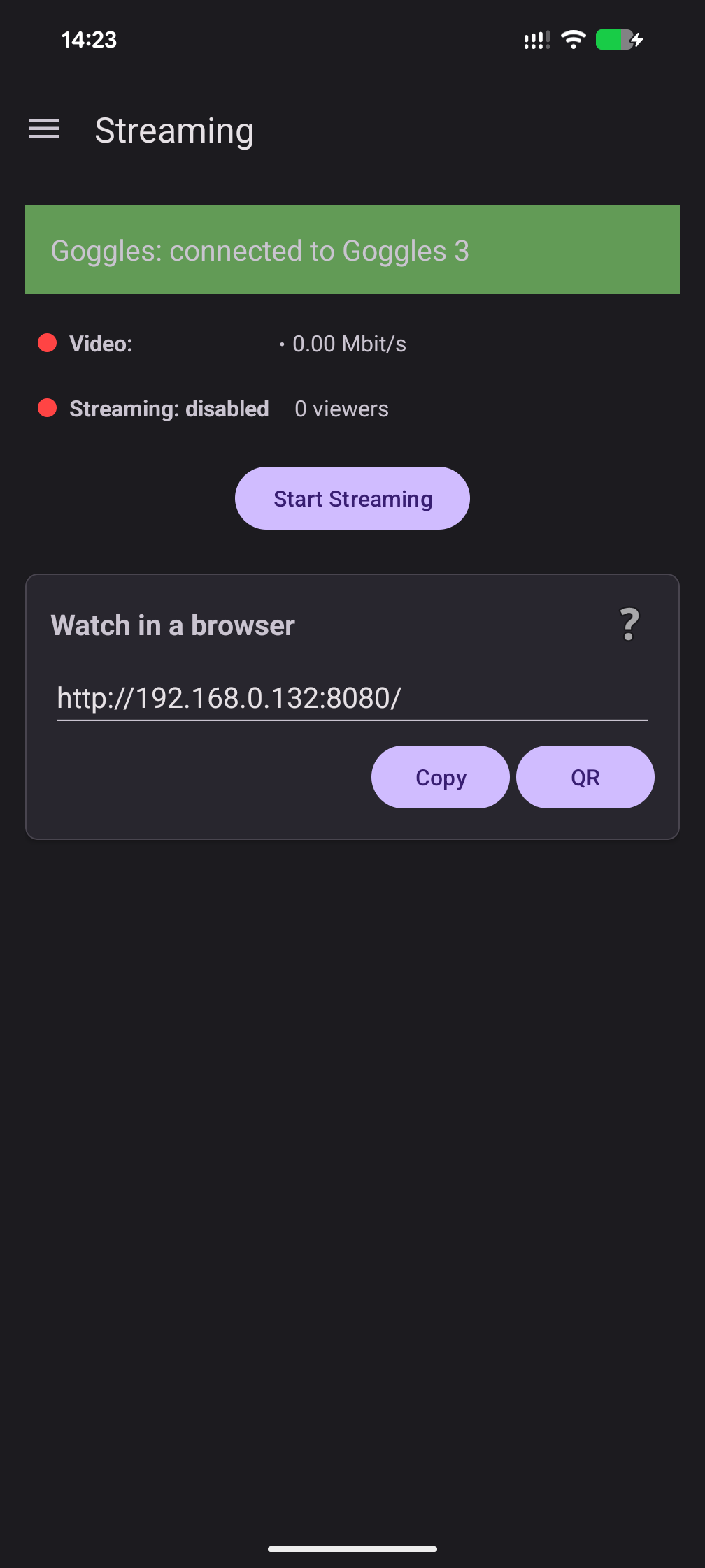 Connected to goggles