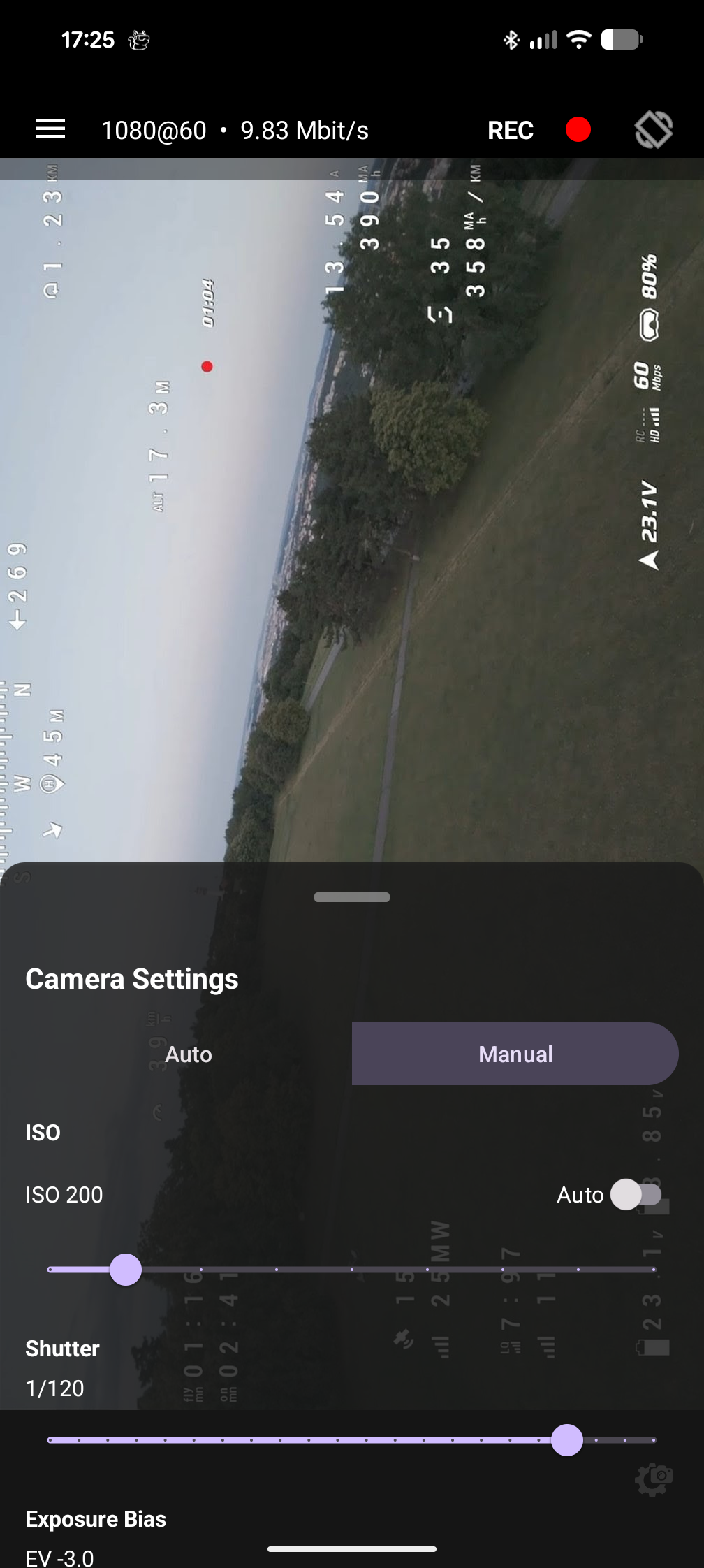Settings menu partially expanded