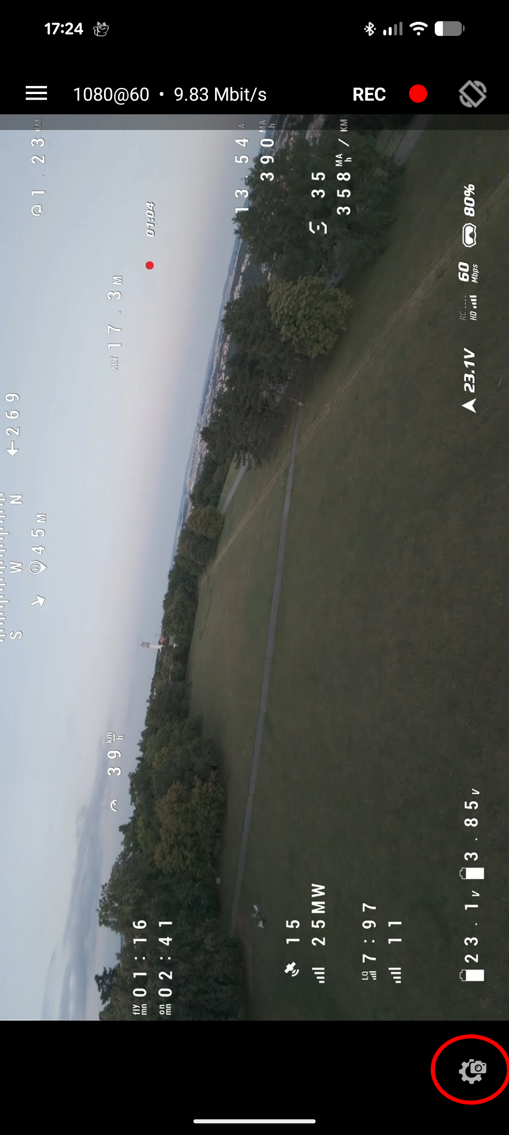 Camera settings icon in the Player tab