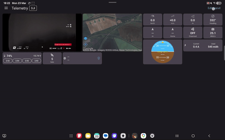 Editing the telemetry tab layout by moving, resizing, adding, and removing widgets