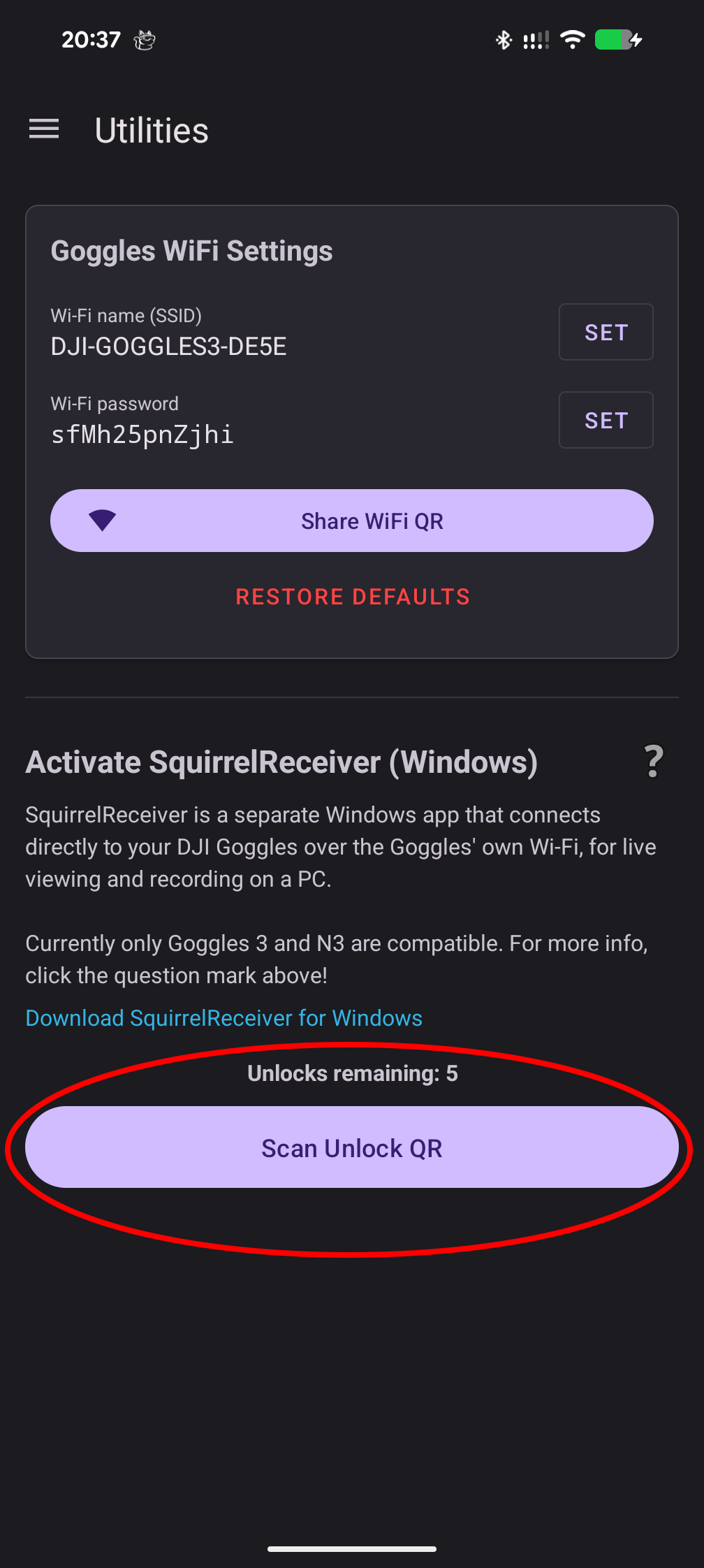 Unlock SquirrelReceiver by scanning the QR code in SquirrelCast