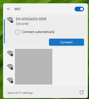 Connect Windows to the goggles’ Wi-Fi network